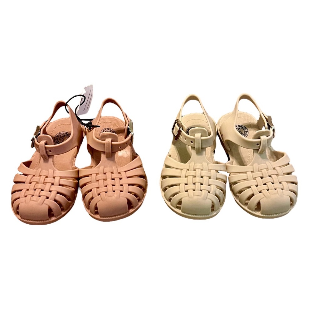 Kids Woven Jelly Sandals - Pink and Cream